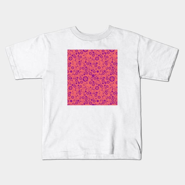 Pink & Purple Floral Pattern Kids T-Shirt by FloralPatterns